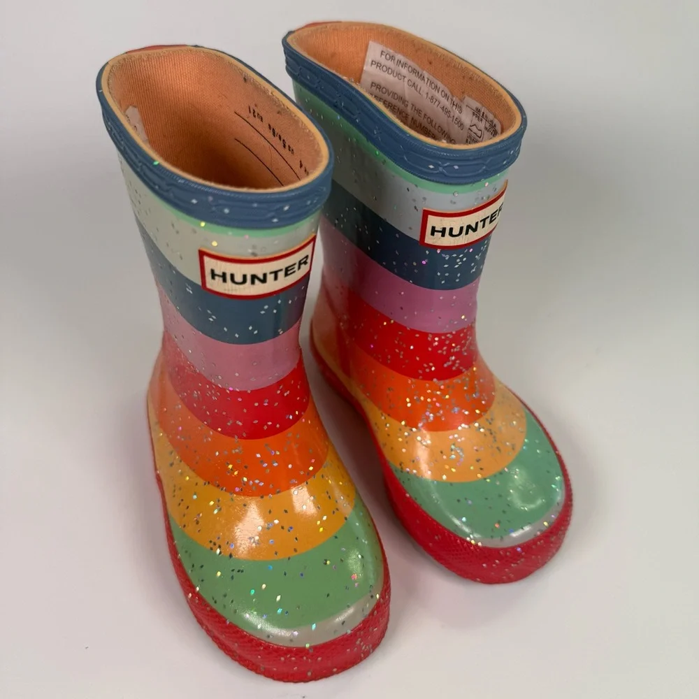 Hunter Kids Rainbow Glitter Rain Boots - Picture 8 of 13
